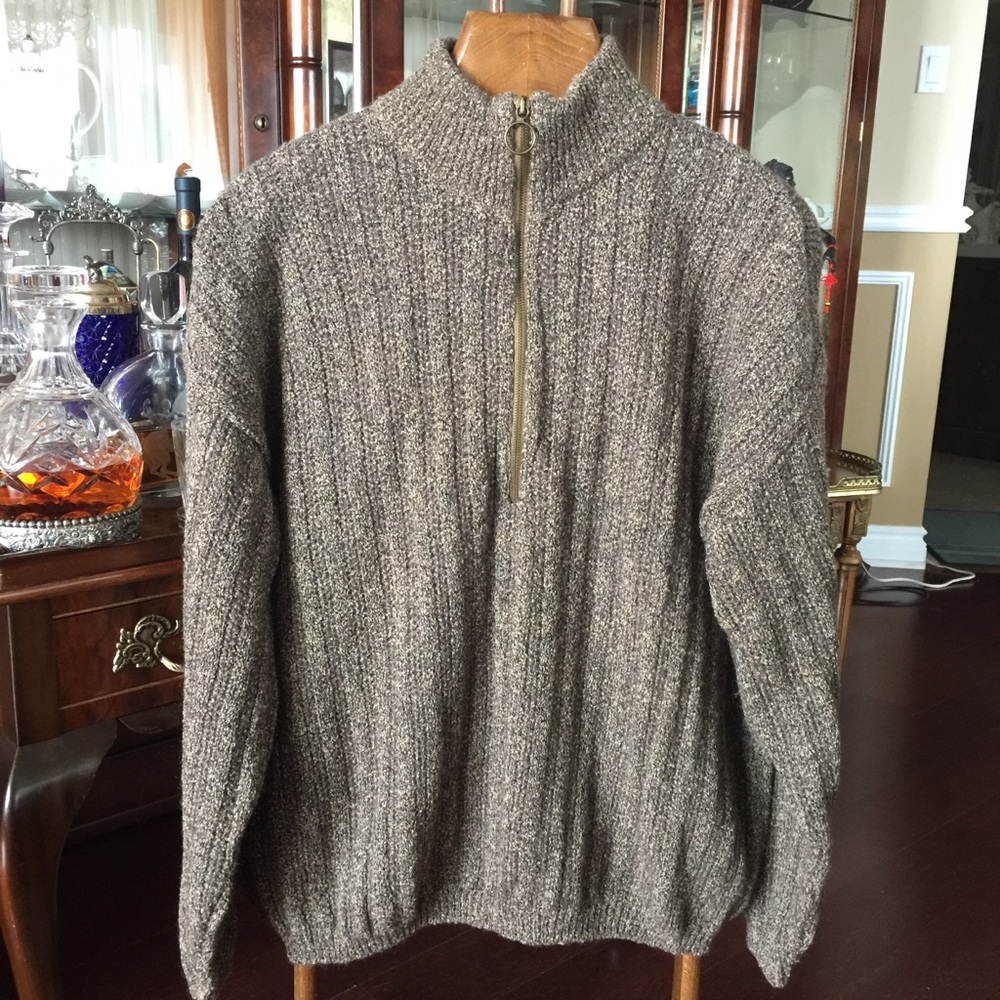 Holt Renfrew Mohair Wool Blend Half-Zip Sweater L